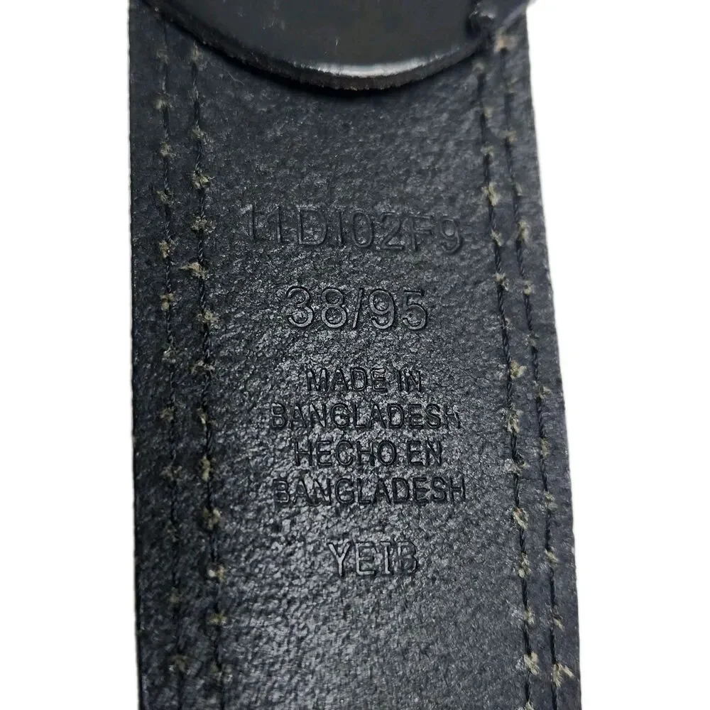 Dickies Men's Black Leather Belt Size 38/95 Double Stitch Work Casual 11DI02F9